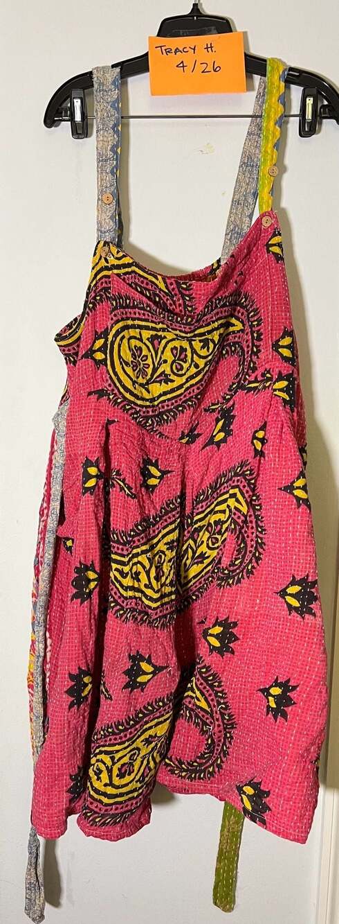 Kantha Bae Crossroad Shortalls Paisley Pink Yellow One Size